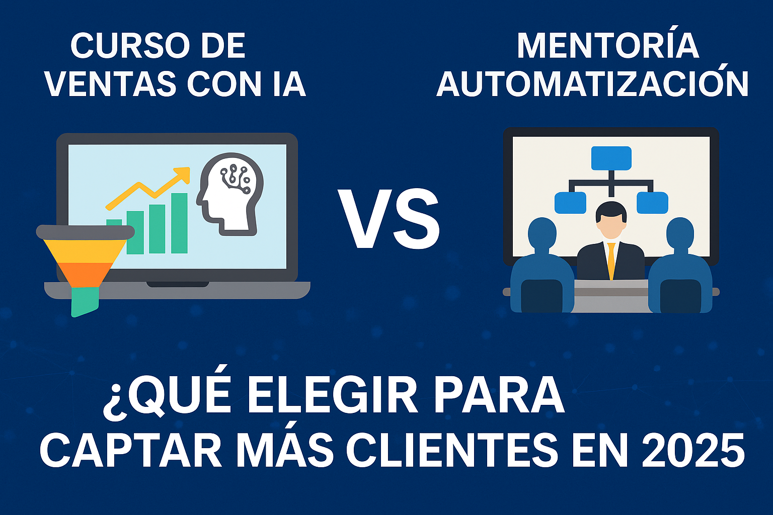 En este momento estás viendo Curso de ventas con IA vs mentoría de automatización: ¿qué elegir en 2025 para captar más clientes?